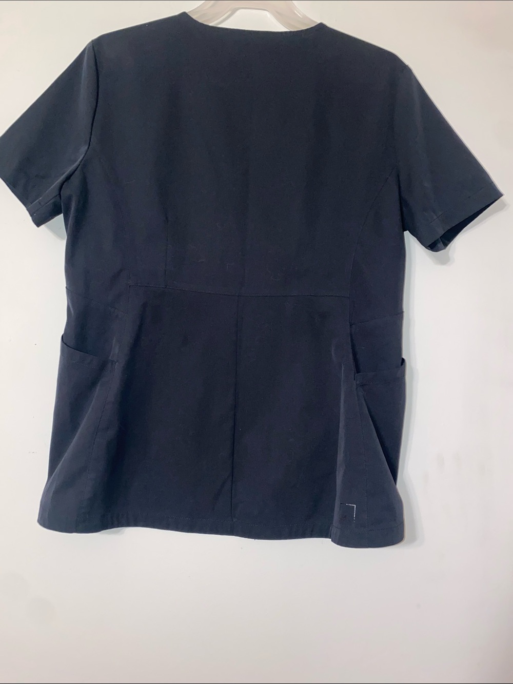 Women’s Black Short Sleeve V-Neck Scrub Top - Picture 2 of 5